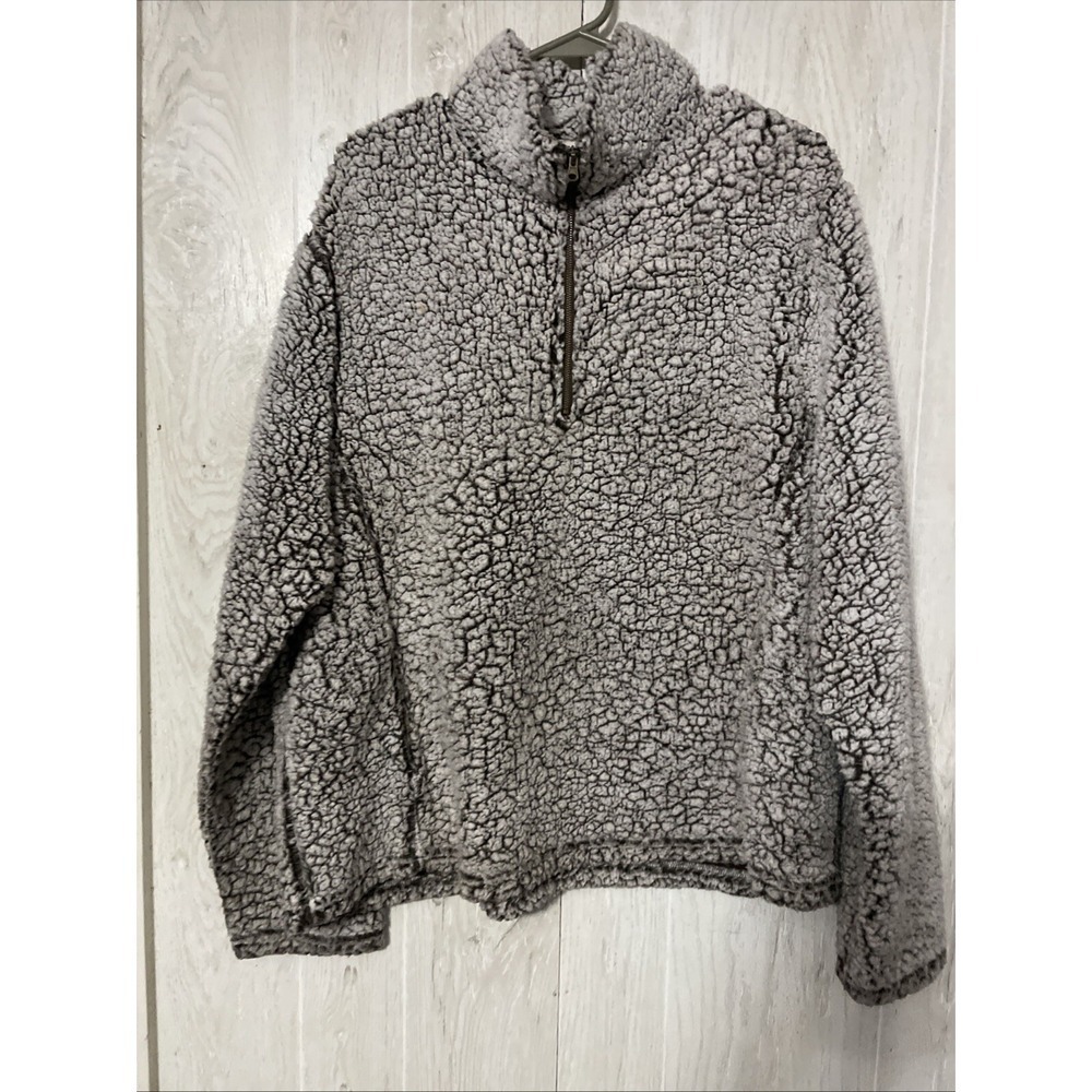 Linda Anderson Womens Pullover Fleece Sherpa Jacket Multicolor 1/4 Zip Pocket XL
